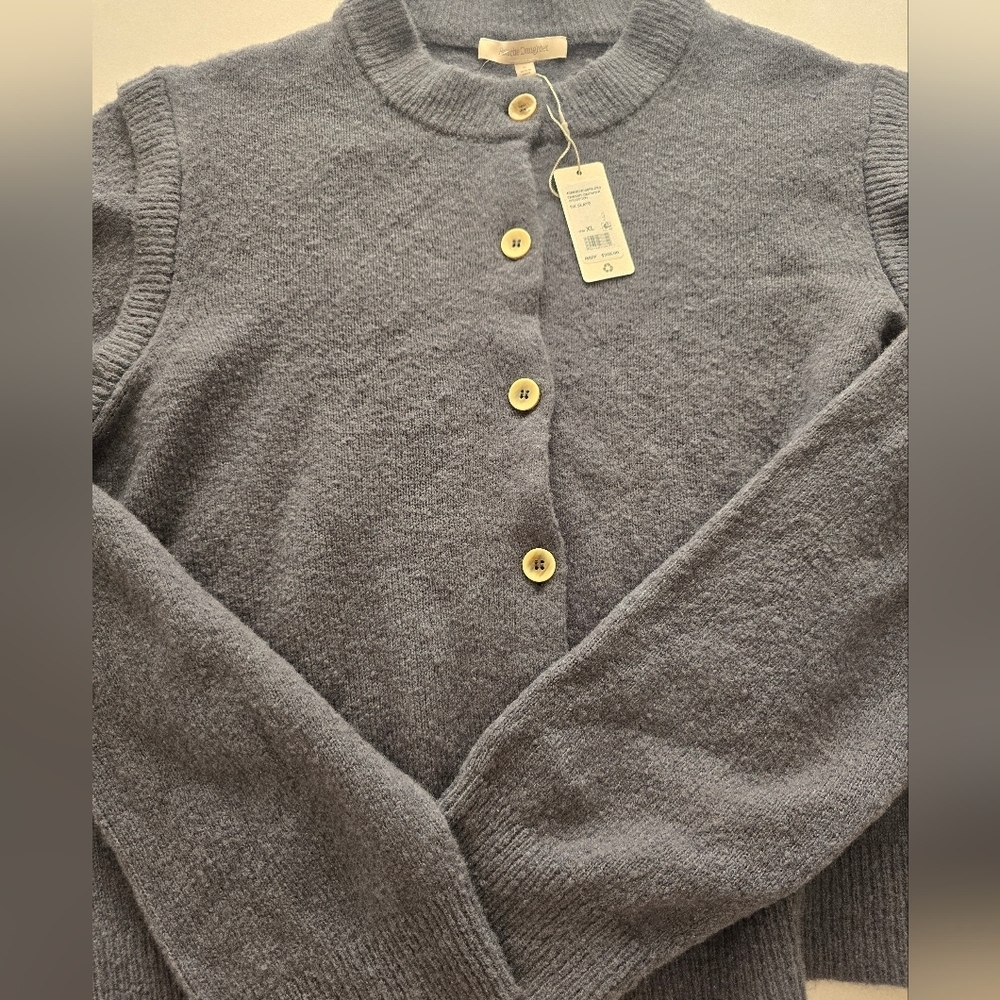 NWT Favorite Daughter The Varsity Wool Blend Cardigan Size XL In Slate Color - Picture 15 of 16